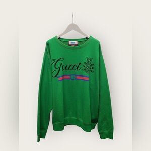 EUC GUCCI GREEN PINEAPPLE LOGO PRINT SWEATSHIRT (Unisex)